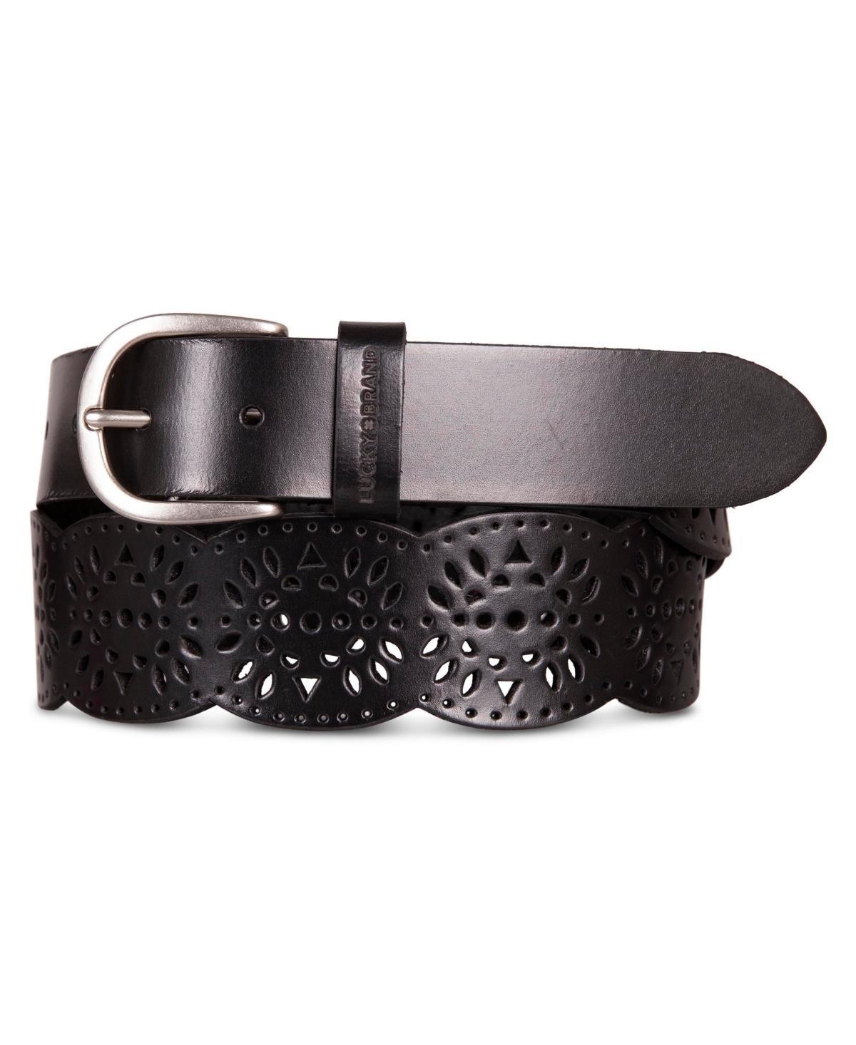 Lucky Brand Womens Perforated Scalloped Edge Leather Belt Product Image