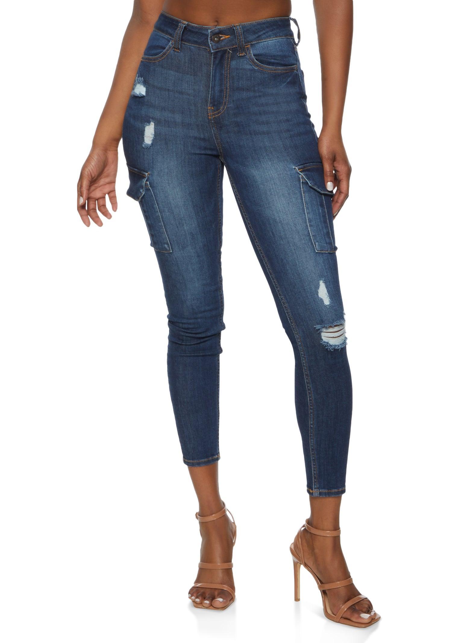 Womens WAX Cargo Pocket Skinny Jeans Product Image