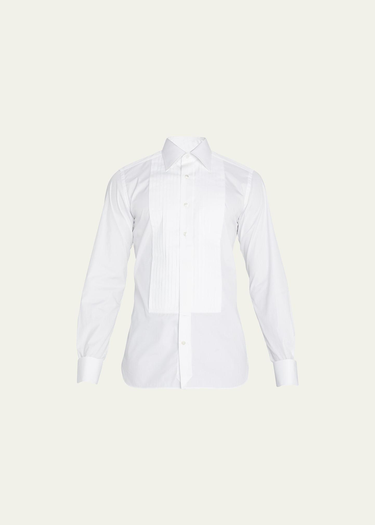 Mens Pleated Bib-Front Cotton Dress Shirt Product Image