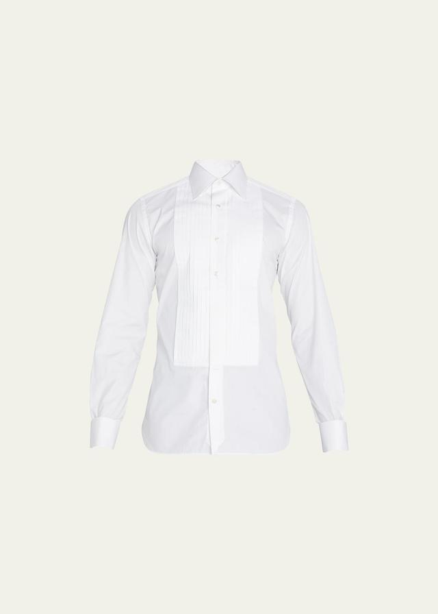 Mens Pleated Bib-Front Cotton Dress Shirt Product Image