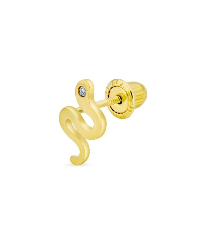 Bling Jewelry Minimalist Tiny Mini 14K Yellow Gold Garden Reptile Serpent Snake Cartilage Ear Stud Earring For Women Safety Clutch Screw back Lobe Pie Product Image