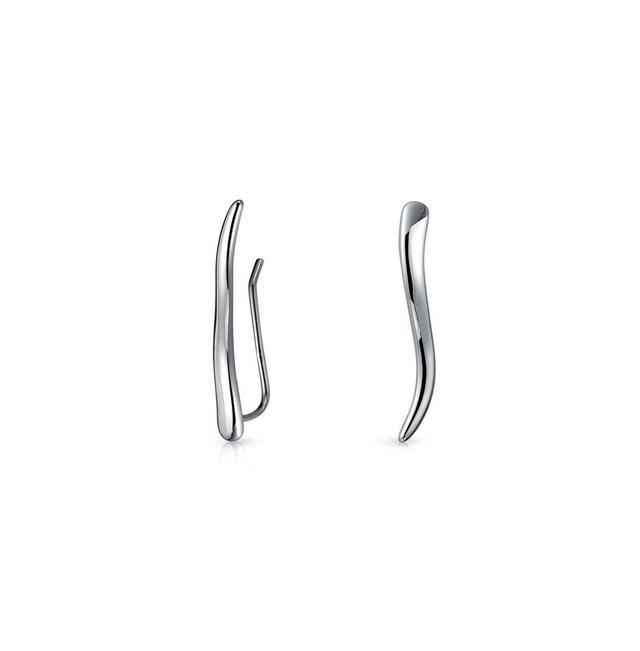 Minimalist Geometric Linear Wave Ear Pin Crawlers Climbers Earrings For Women Teen.925 Sterling Silver Product Image