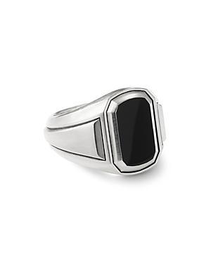 Mens Deco Signet Ring in Sterling Silver Product Image