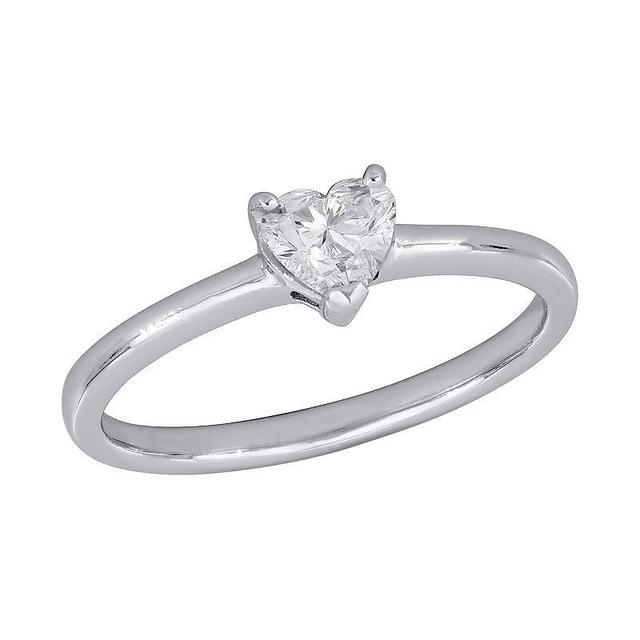 Stella Grace 14k White Gold 1/2 Carat T.W. Diamond Heart Solitaire Ring, Womens Product Image