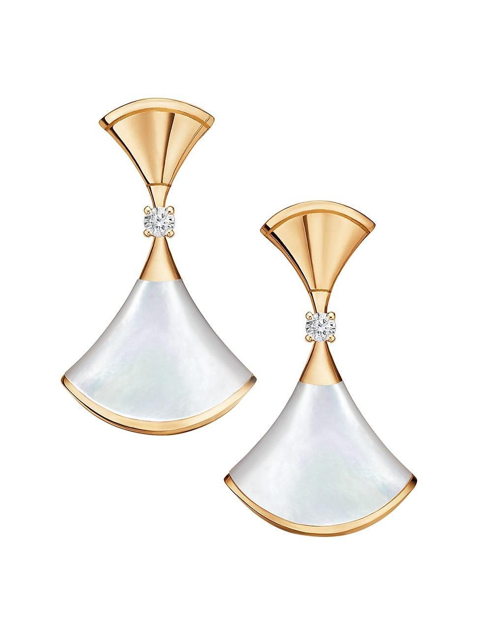 Womens Divas Dream 18K Yellow Gold, Mother-Of-Pearl, & Diamond Drop Earrings Product Image