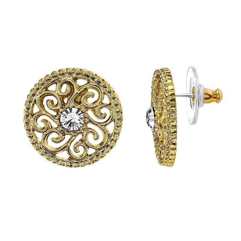 1928 Filigree Circle Stud Earrings, Womens, Gold Tone Product Image