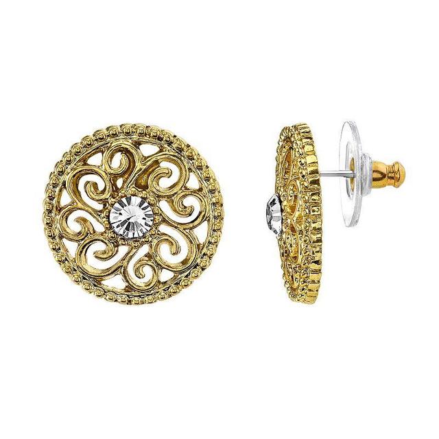 1928 Filigree Circle Stud Earrings, Womens, Yellow Product Image