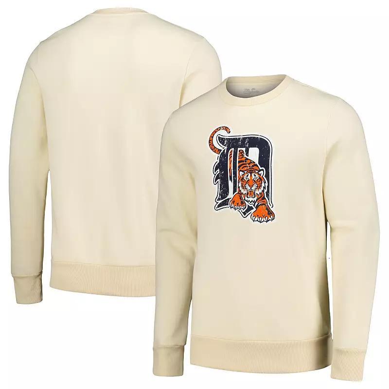 Mens Majestic Threads Oatmeal Detroit Tigers Fleece Pullover Sweatshirt Product Image