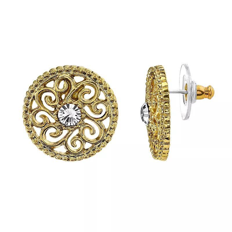 1928 Filigree Circle Stud Earrings, Womens, Gold Tone Product Image