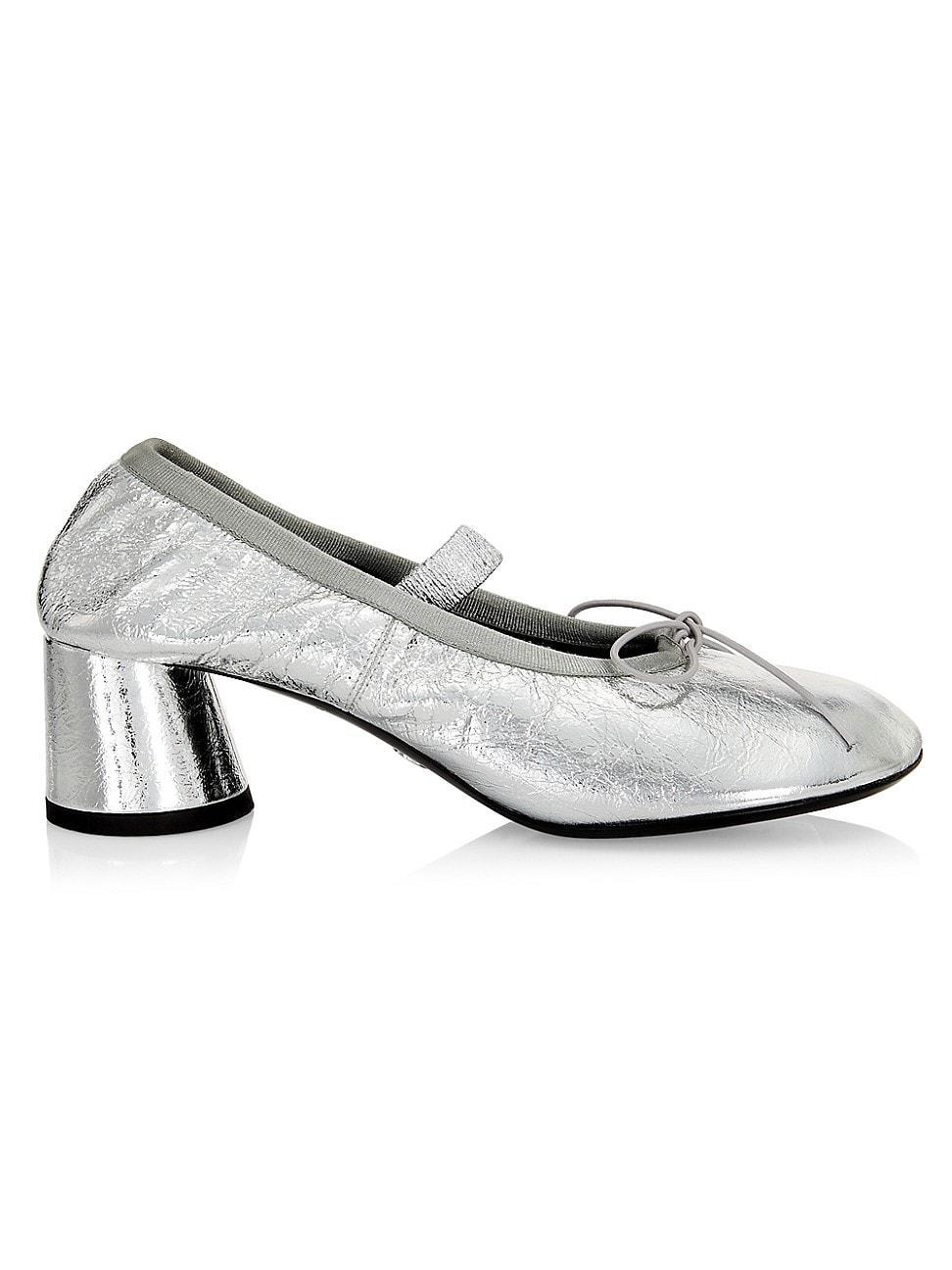 Womens Glove 55MM Metallic Leather Mary Jane Pumps Product Image