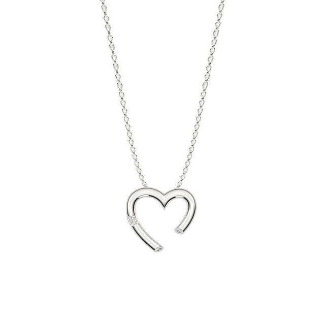 Sterling Silver Diamond Accent Open Heart Pendant, Womens Product Image