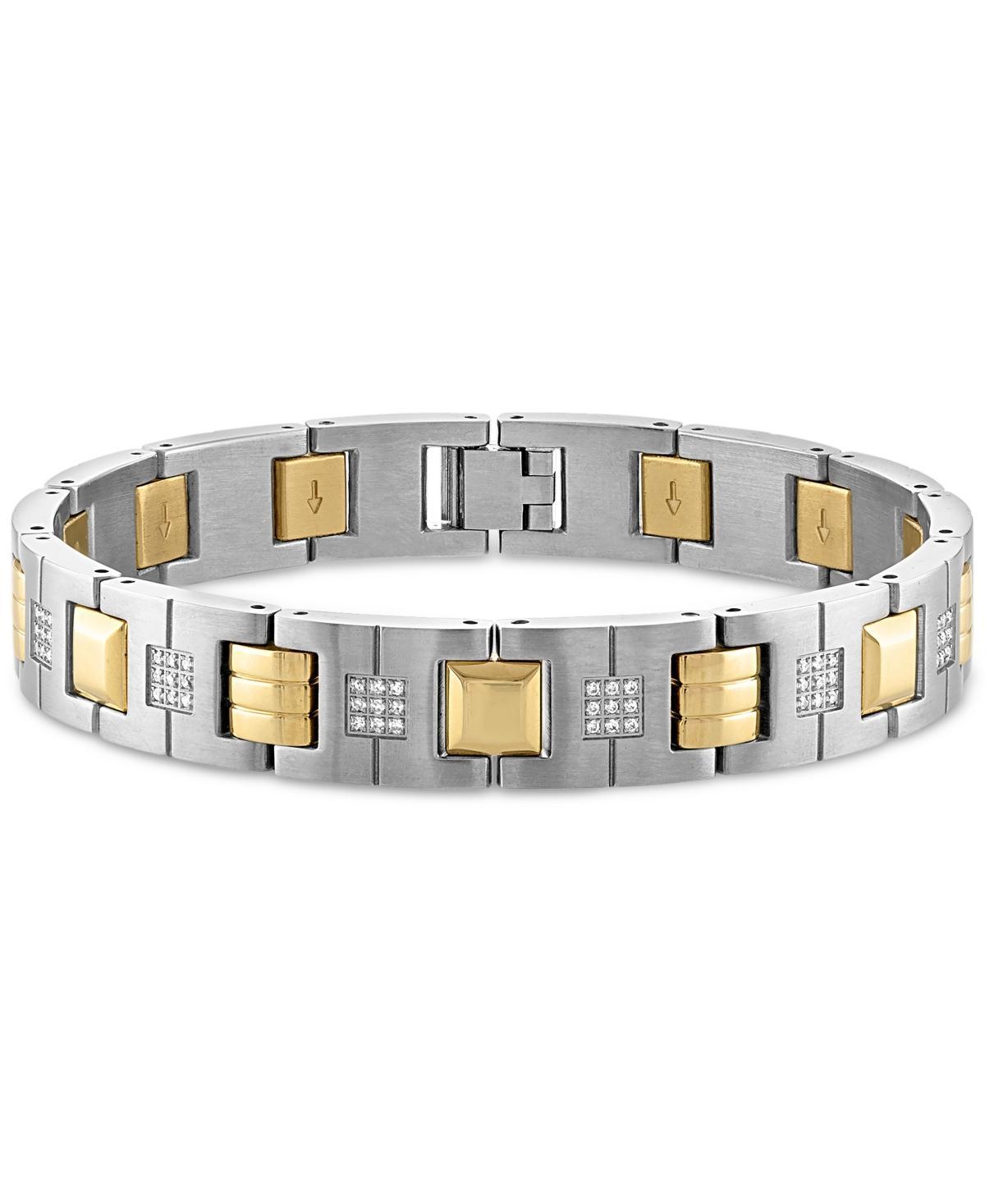 Mens Diamond Watch Link Bracelet (1/2 ct. t.w.) in Stainless Steel and Gold-Tone Ion-Plate Product Image