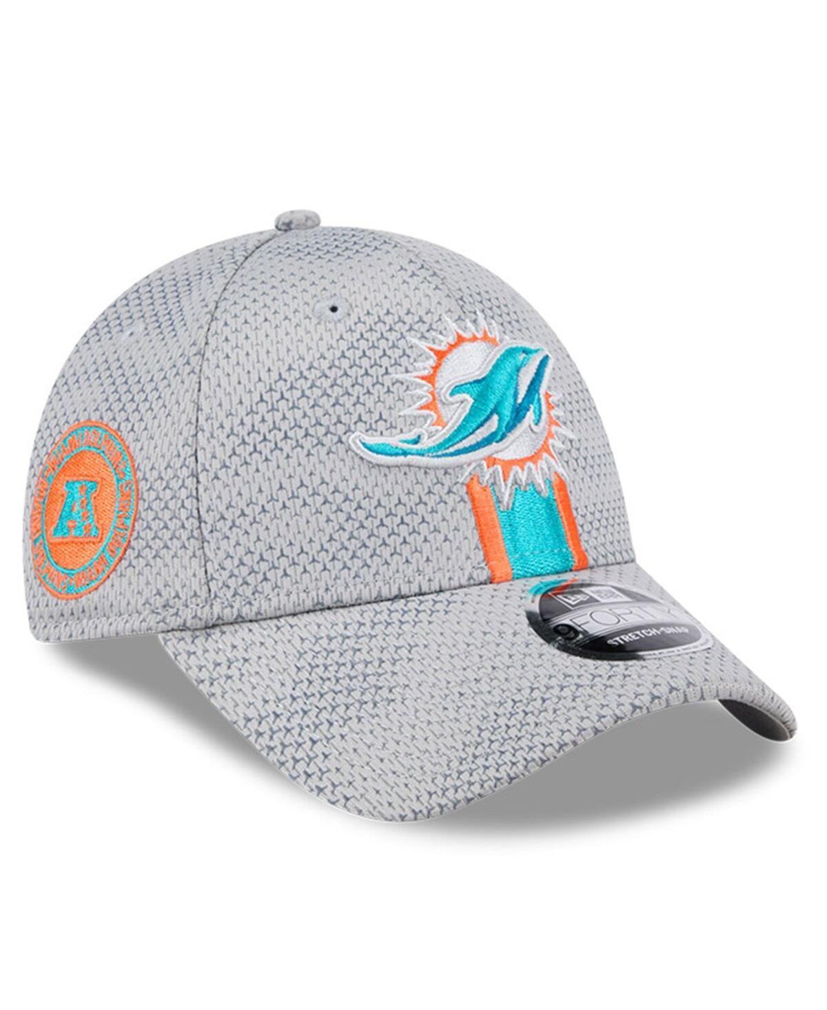 New Era Mens Gray Miami Dolphins 2024 Sideline 9FORTY Stretch-Snap Hat Product Image