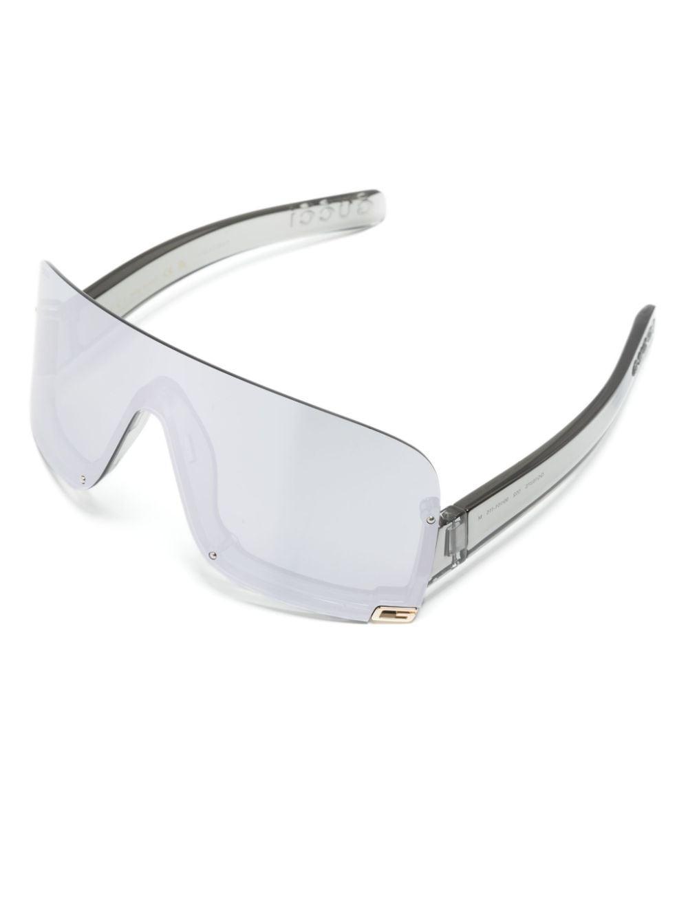 Logo-plaque Shield-frame Sunglasses In Grey Product Image