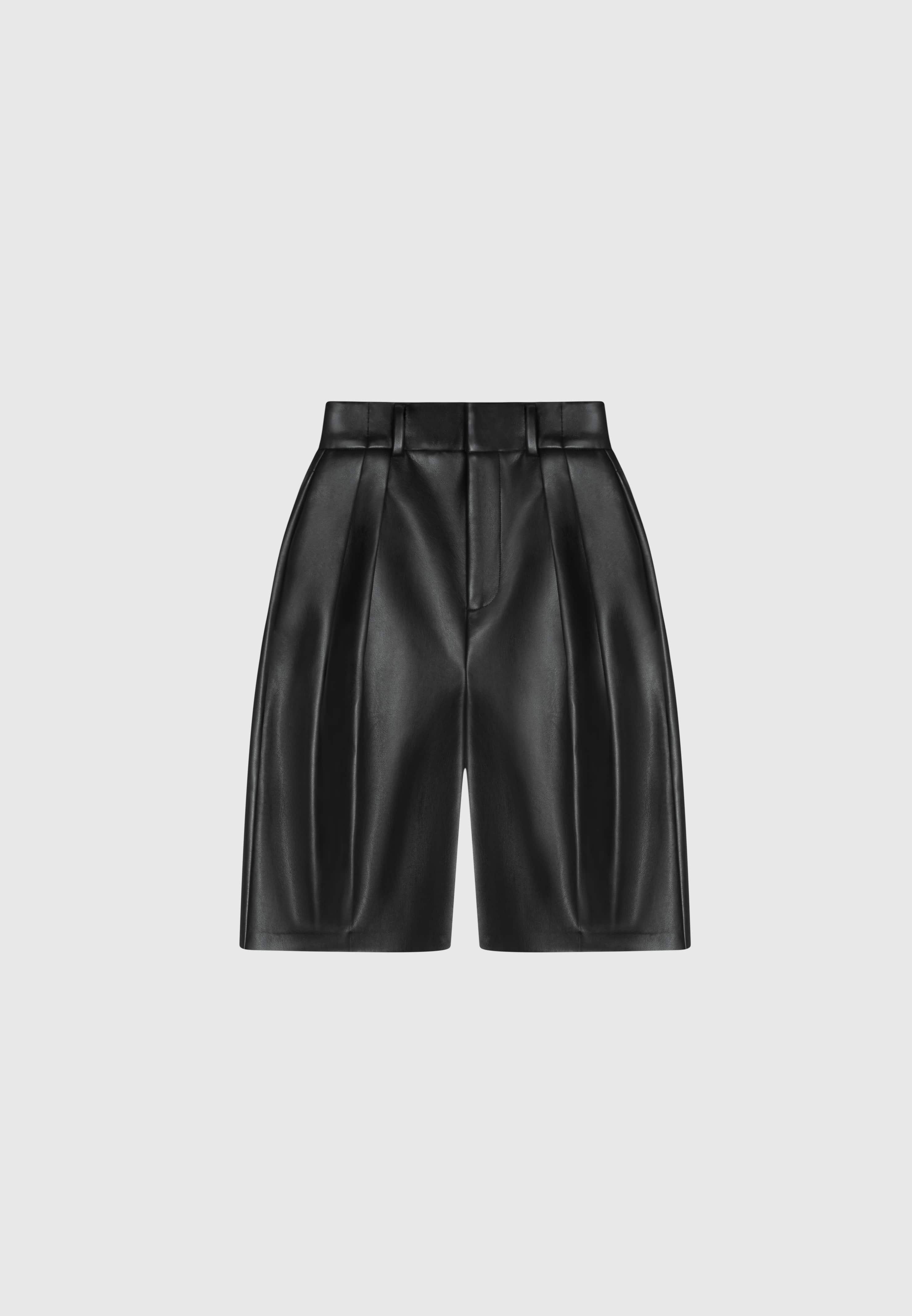 Vegan Leather Tailored City Shorts - Black Female Product Image