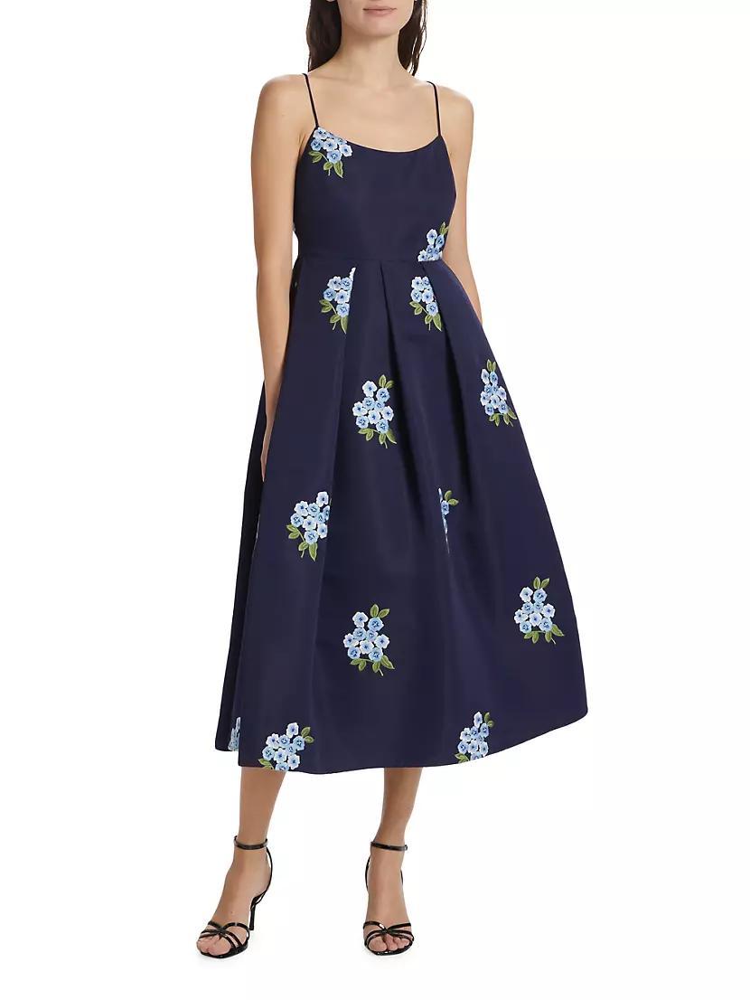 Audra Embroidered-Floral Midi-Dress Product Image