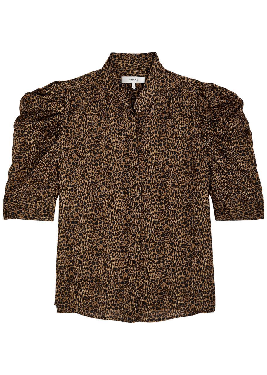 Gillian Leopard-print Silk-chiffon Blouse In Brown Product Image