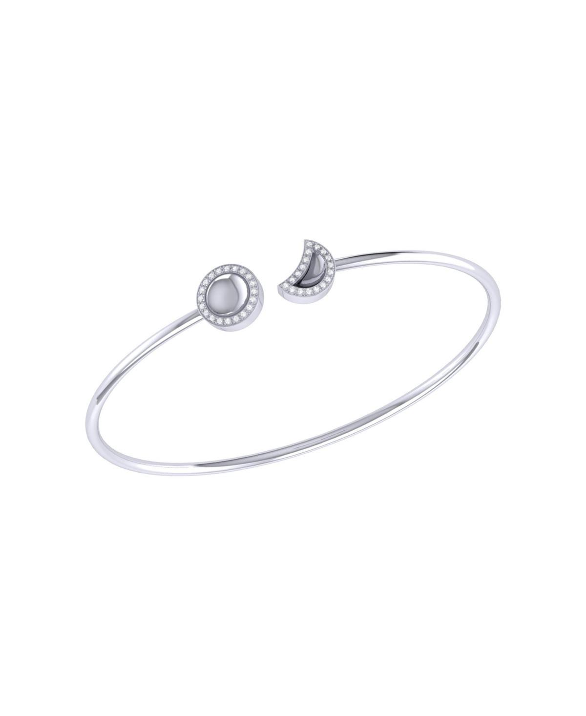 LuvMyJewelry Moon Phases Design Sterling Silver Diamond Adjustable Women Cuff Product Image