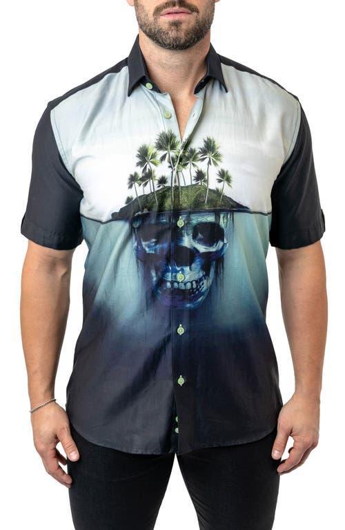 Maceoo Galileo Skullisland Black Short Sleeve Button-Up Shirt Product Image