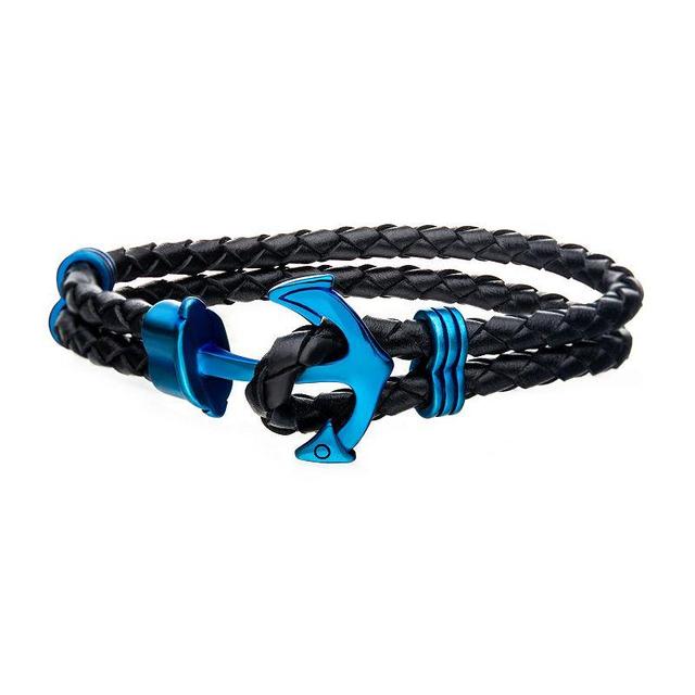 Mens Stainless Steel Anchor Leather Bracelet Multi Product Image