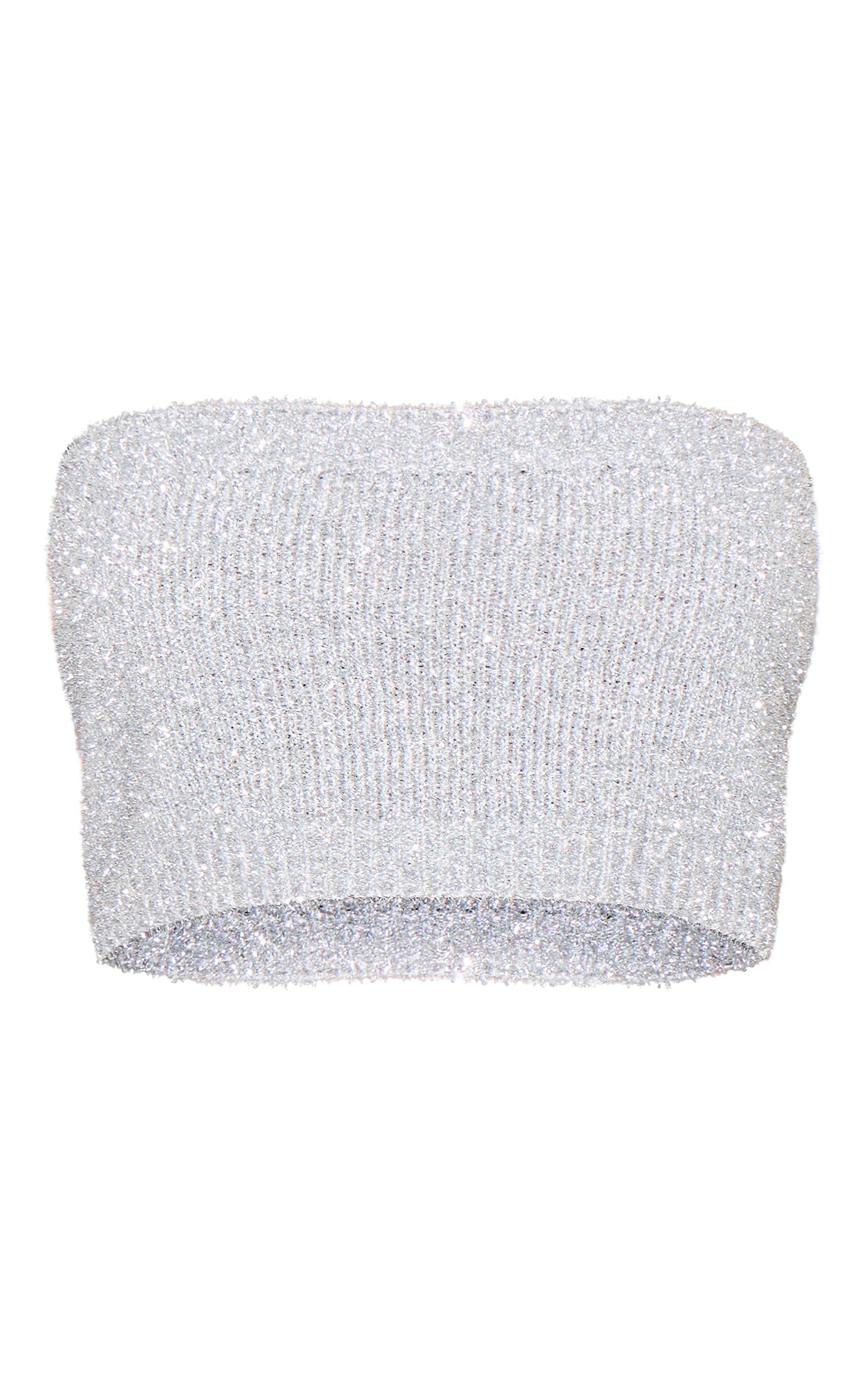 Silver Tinsel Knit Bandeau Top Product Image