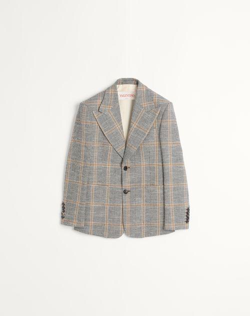 SINGLE-BREASTED WOOL BLEND JACKET WITH CHECK PATTERN Product Image