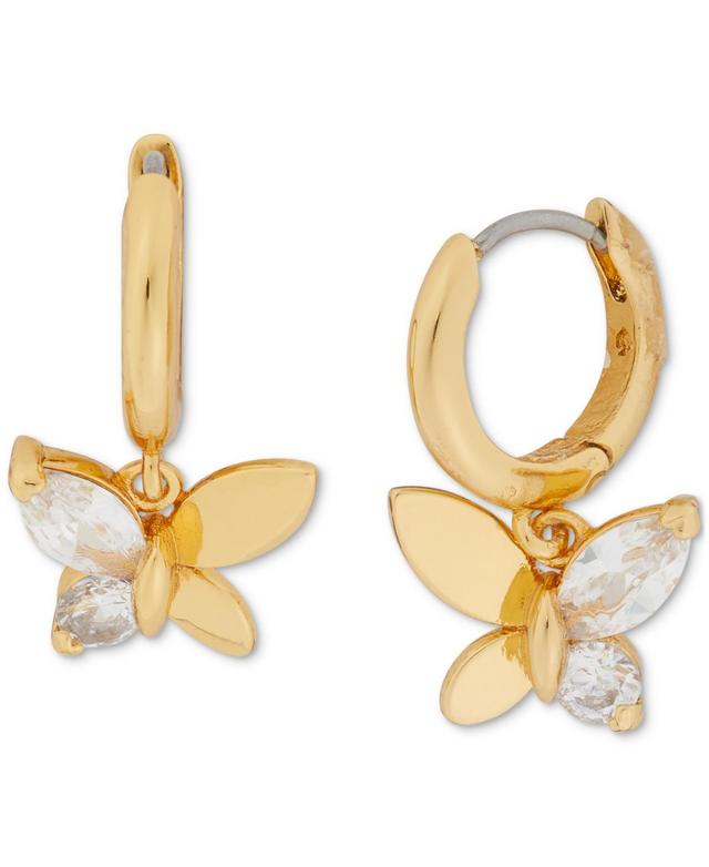 Kate Spade New York Gold-Tone Crystal Social Butterfly Huggie Hoop Earrings, 0.75 - Clear Product Image