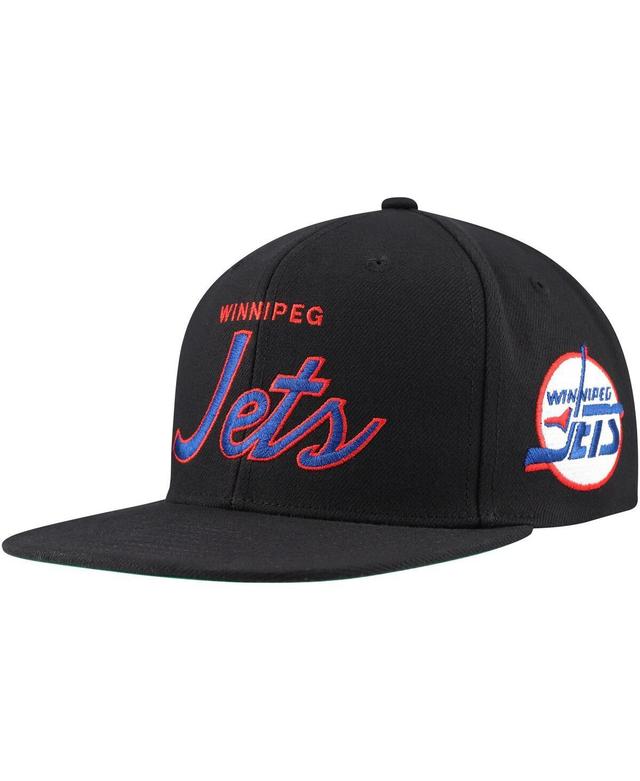 Mens Mitchell & Ness Black Winnipeg Jets Core Team Script 2.0 Snapback Hat Product Image