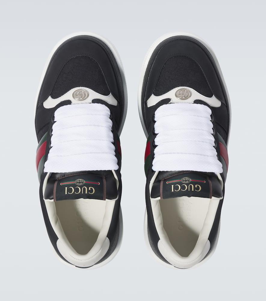 GUCCI Gg Screener Canvas And Leather Sneakers In Black   Product Image