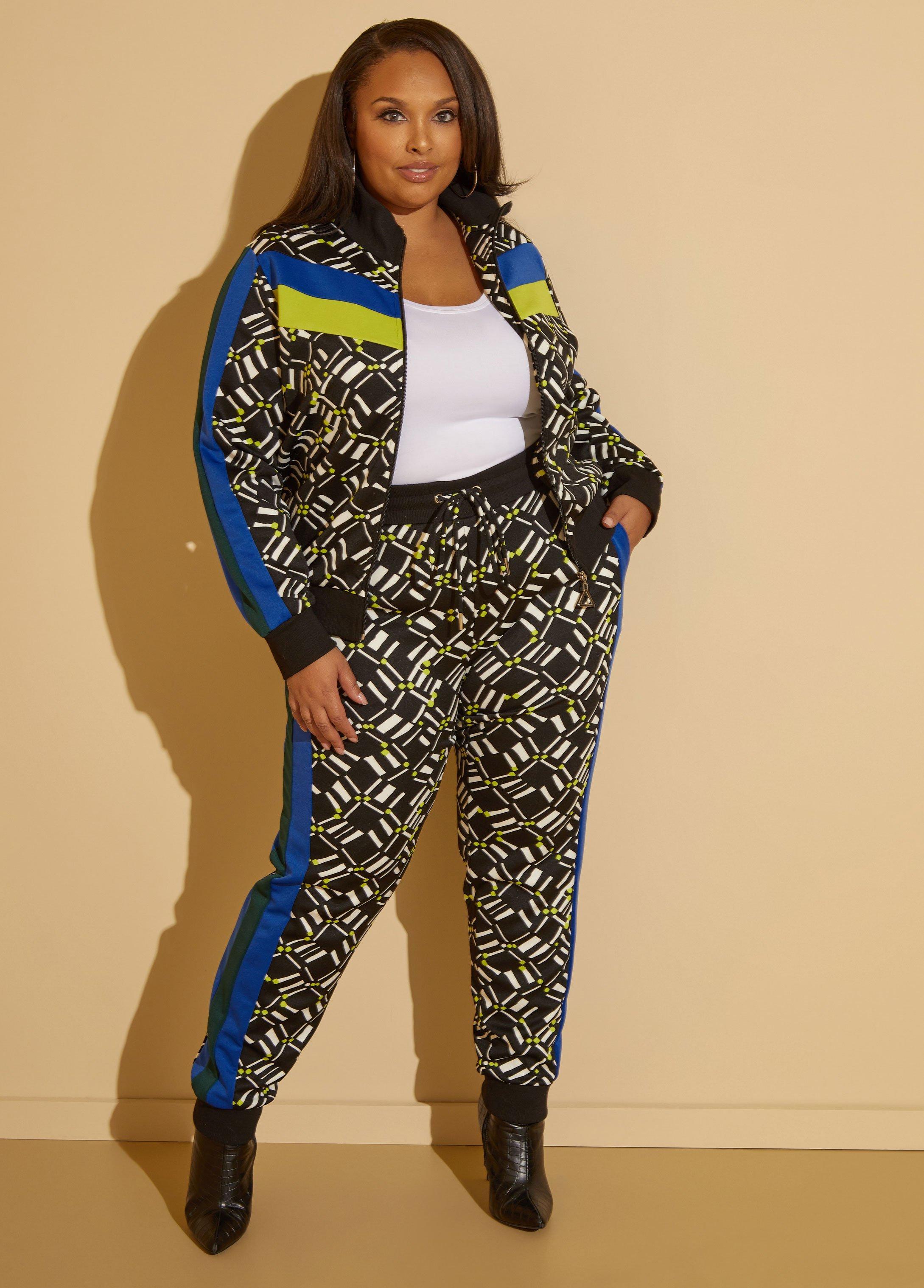 Plus Size Geo Print Joggers Ashley Stewart product image