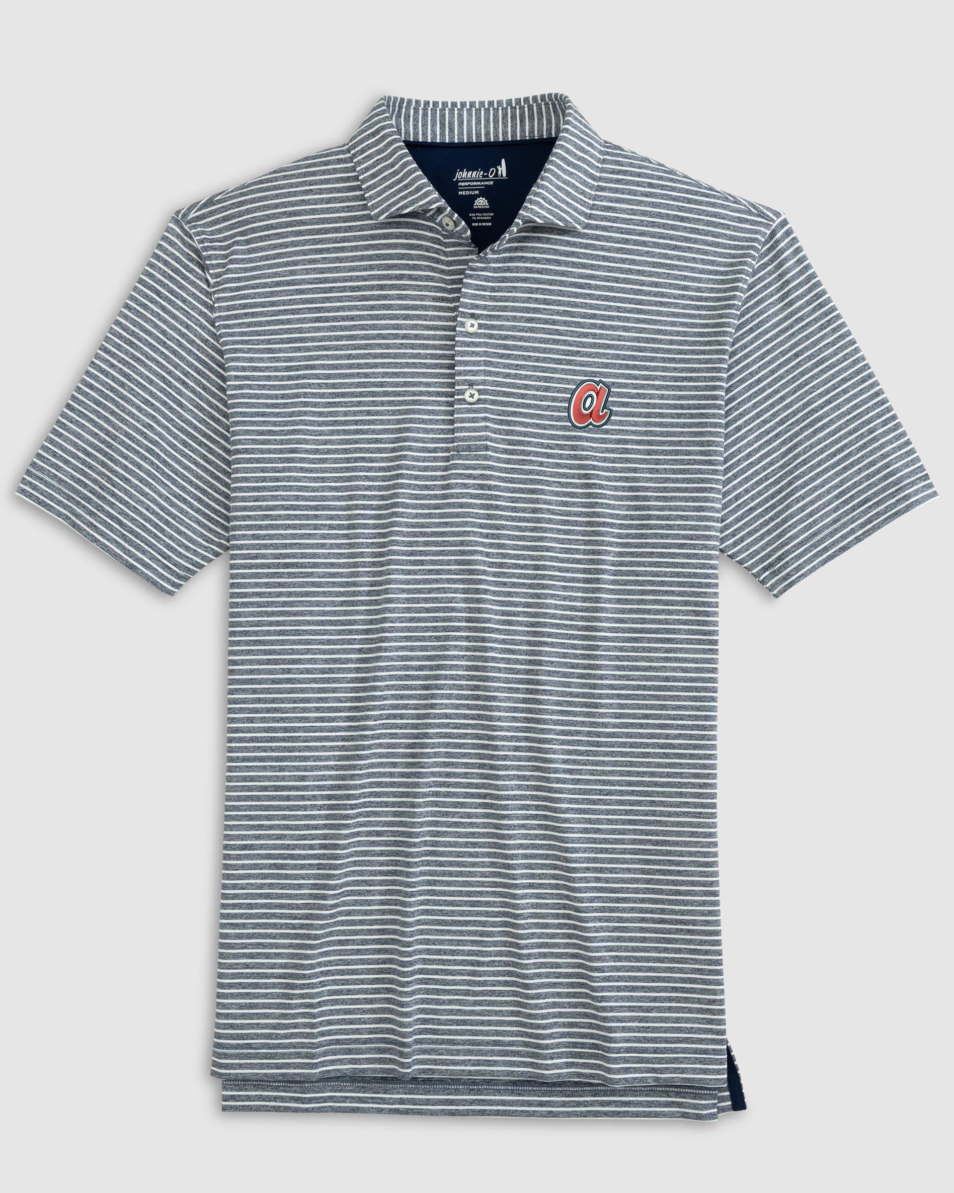 johnnie-O Atlanta Braves Clipperr Striped Jersey Performance Polo - Cooperstown Logo Product Image