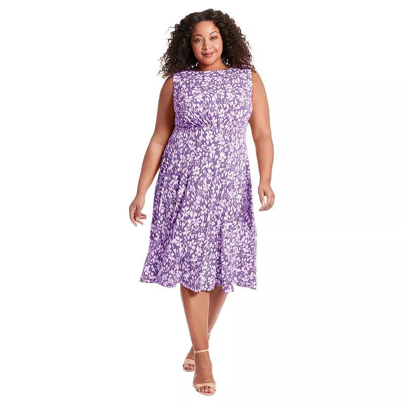 Plus Size London Times Midi Dress, Womens Purple White Product Image