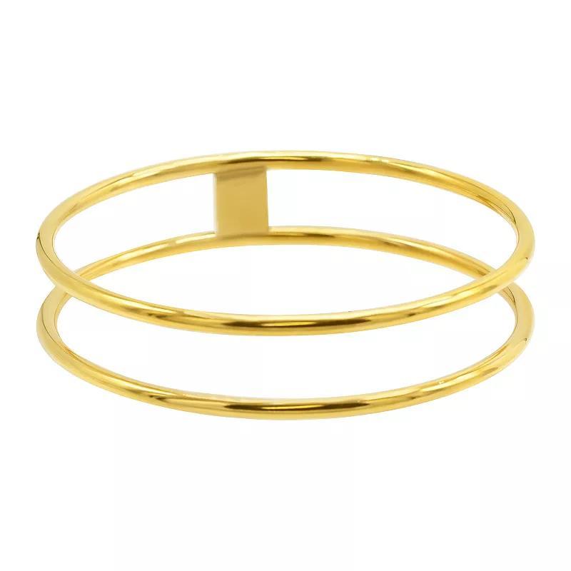 Adornia 14k Gold Plated Stainless Steel Double Row Bangle Bracelet, Womens Gold Tone Product Image