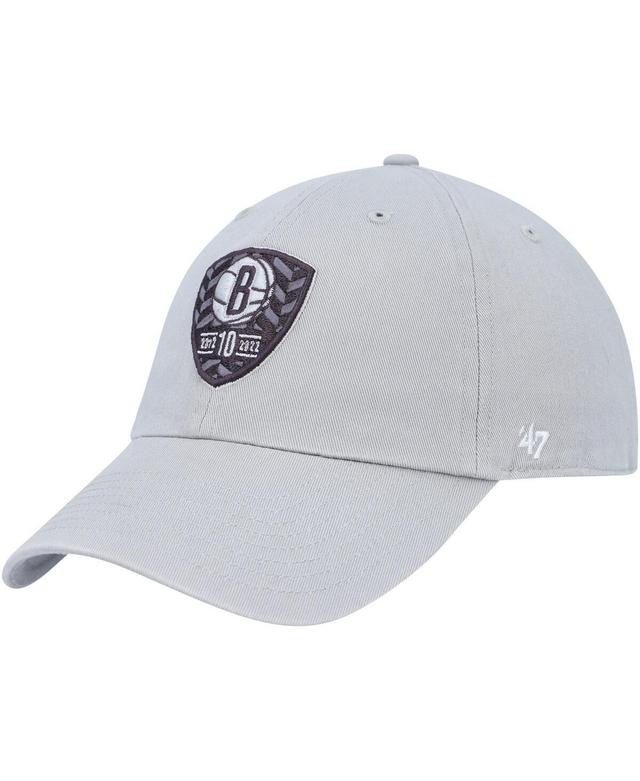 Mens 47 Brand Gray Brooklyn Nets 10Th Anniversary Clean Up Adjustable Hat Product Image