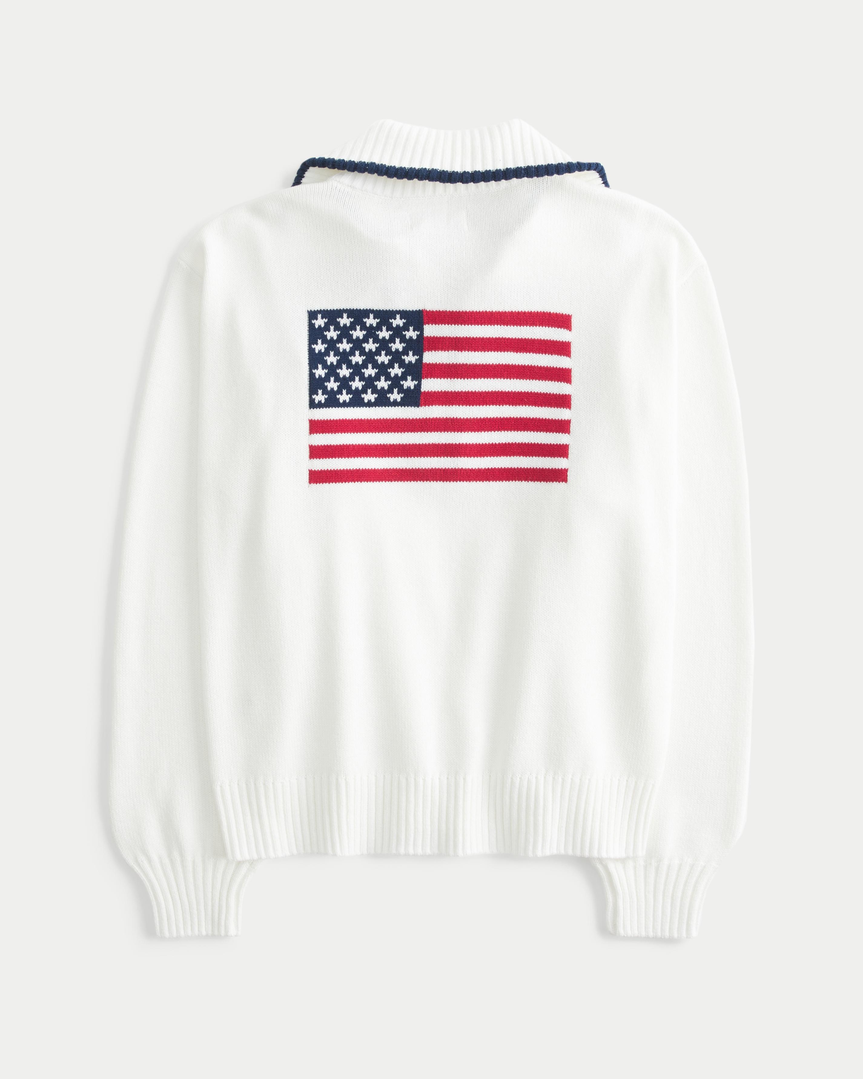 Oversized USA Graphic Half-Zip Sweater Product Image