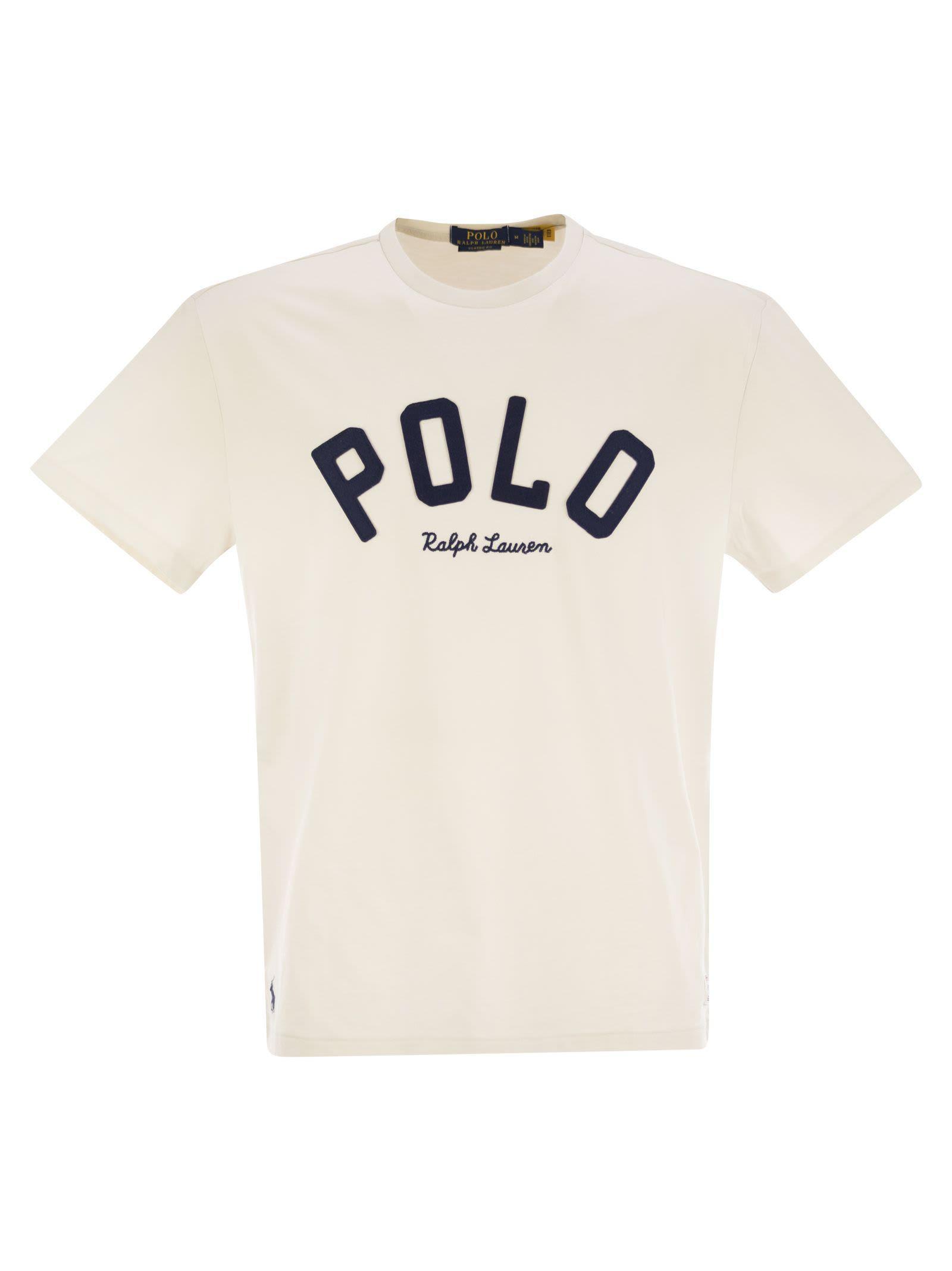 Jersey T-shirt With Classic-fit Logo In Beige Product Image