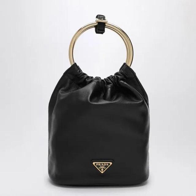 Black Nappa Leather Mini Bucket Bag Women Product Image