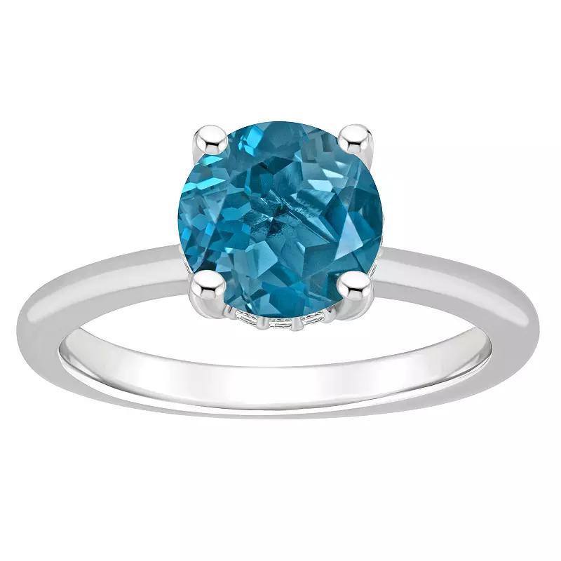 Alyson Layne Sterling Silver 8 mm Round Gemstone & Diamond Accent Ring, Womens Blue Product Image