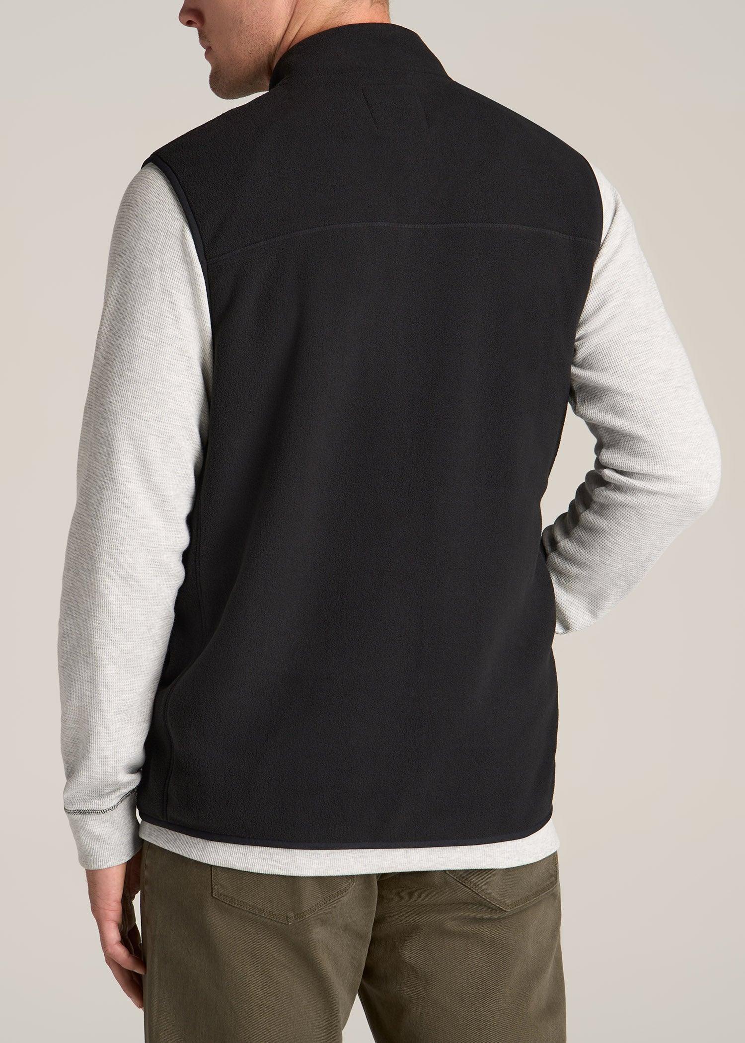 Polar Fleece Sweater Full Zip Vest for Tall Men in Black Product Image