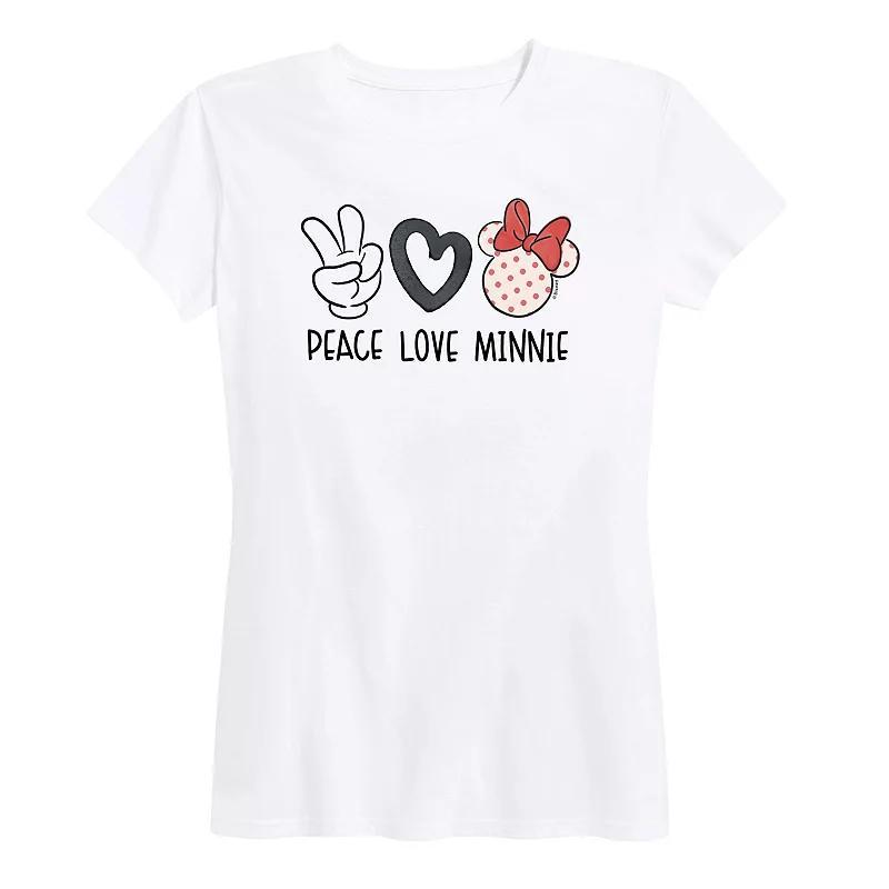 Disneys Minnie Mouse Womens Peace Love Graphic Tee Product Image