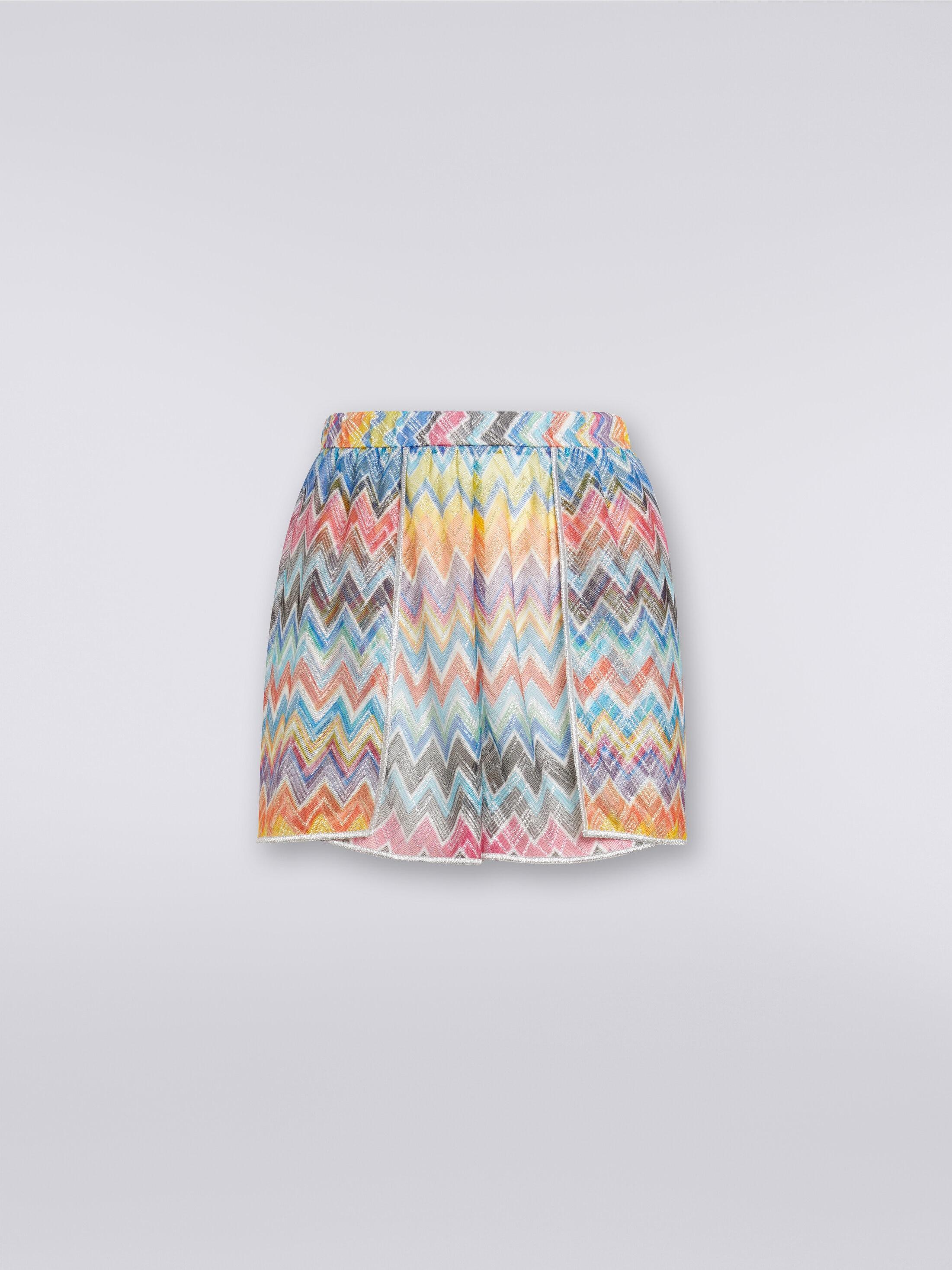 Cover-up shorts with zigzag print and lurex Product Image