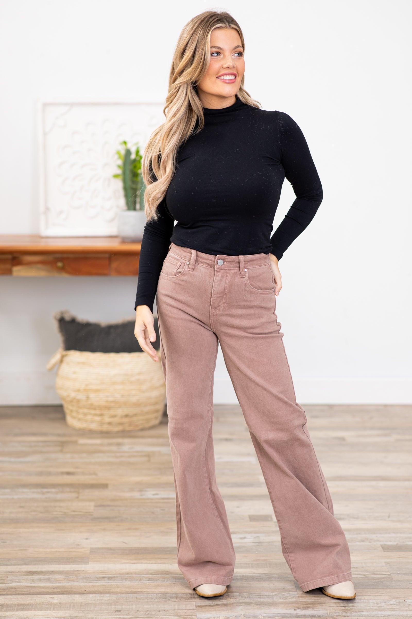 Risen Mauve Garment Dyed Tummy Control Jeans Product Image