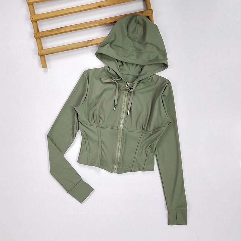 Plain Hooded Zip Quick Dry Sports Jacket Product Image