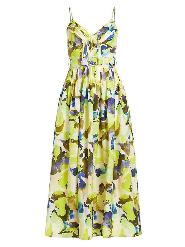 Womens Mireille Floral Belted Midi-Dress Product Image