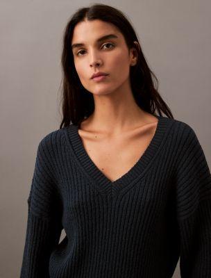 Boucle Relaxed V-Neck Sweater Product Image