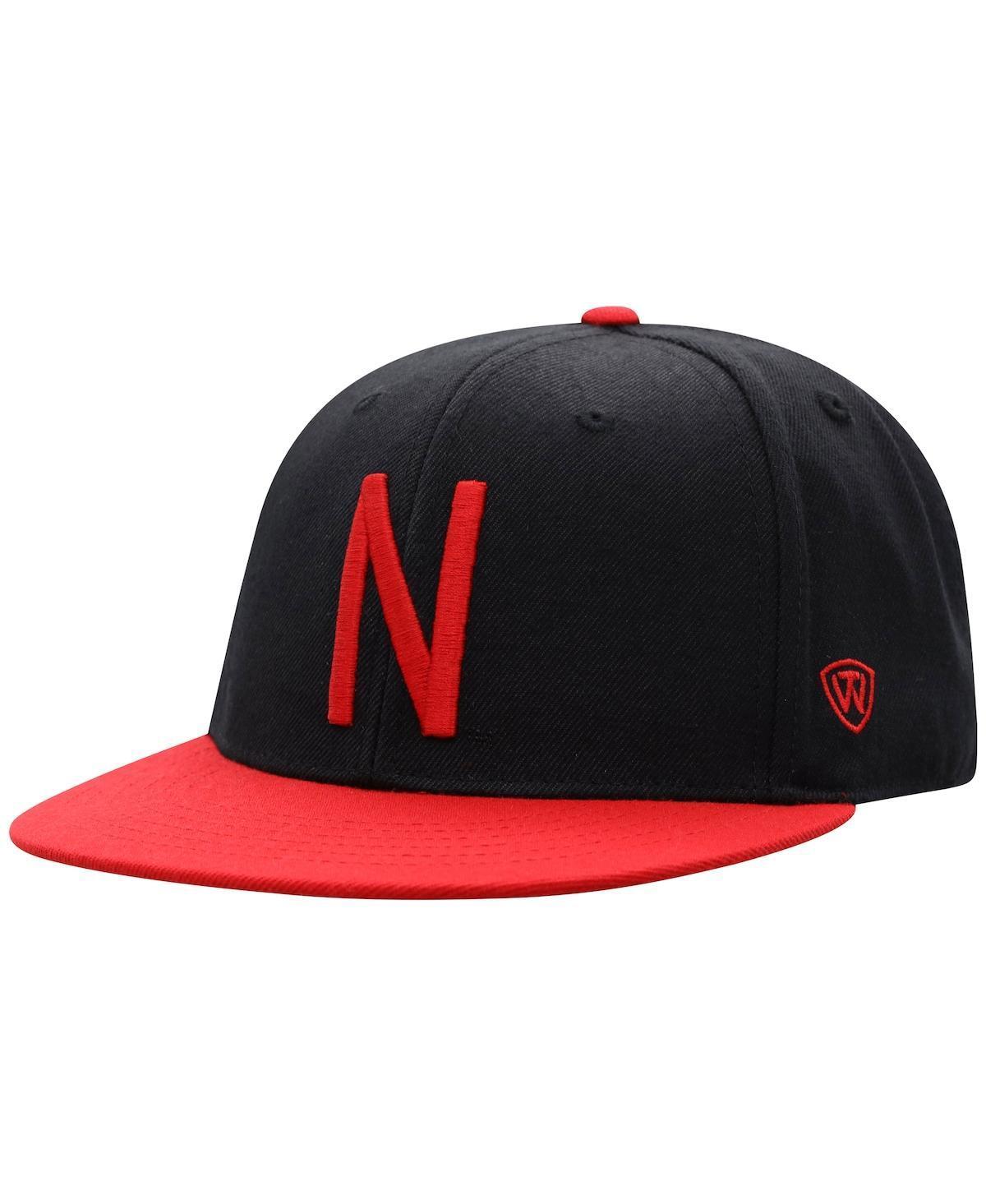 Mens Top of the World Black Nebraska Huskers Team Color Two-Tone Fitted Hat - Black Product Image