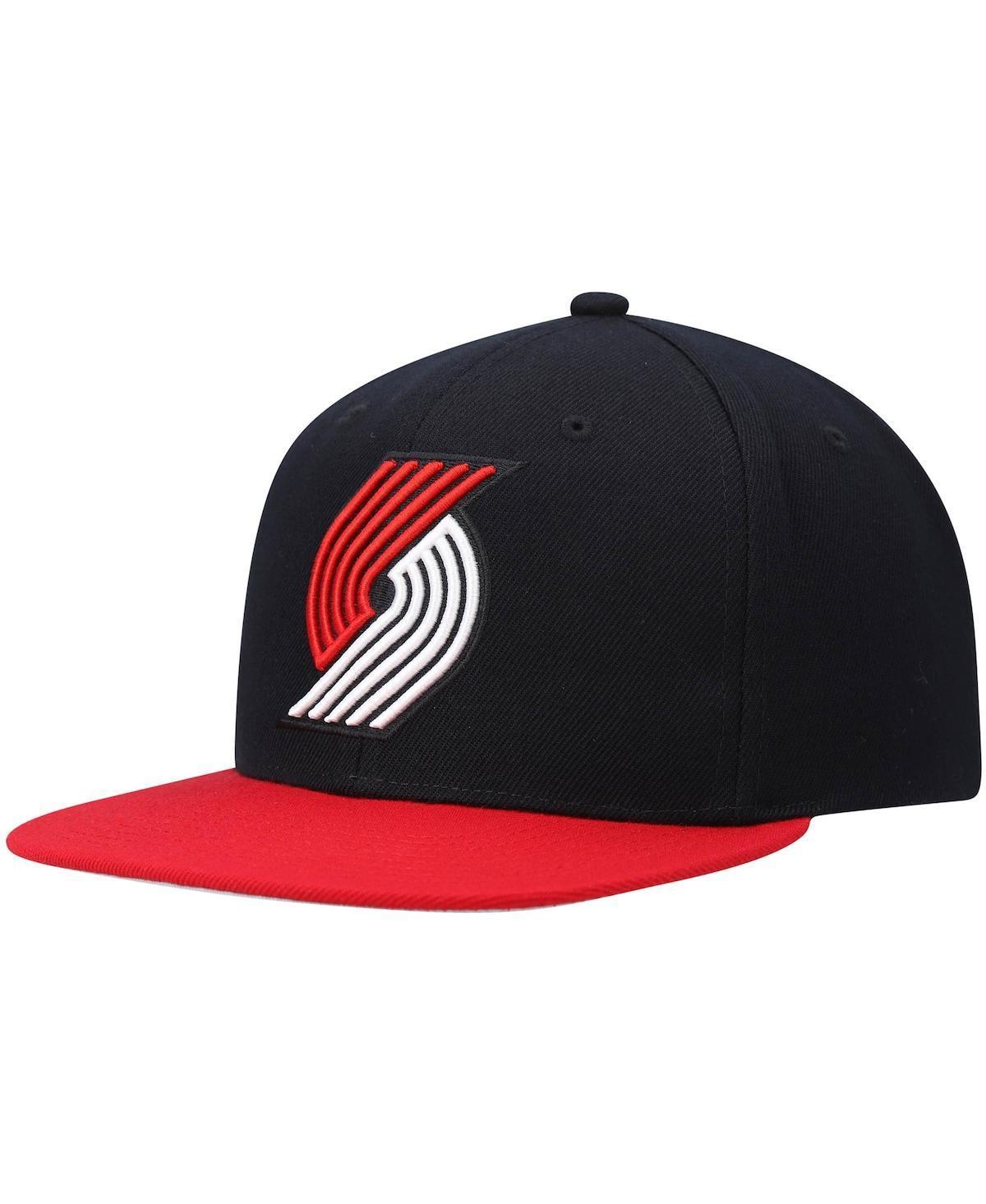 Mens Mitchell & Ness Black/Red Portland Trail Blazers Team Two-Tone 2.0 Snapback Hat Product Image