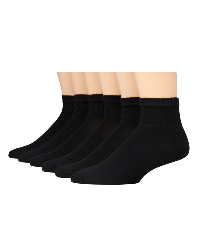 Hanes Mens Cushion Ankle Socks 6-Pack Black 6-12 Product Image