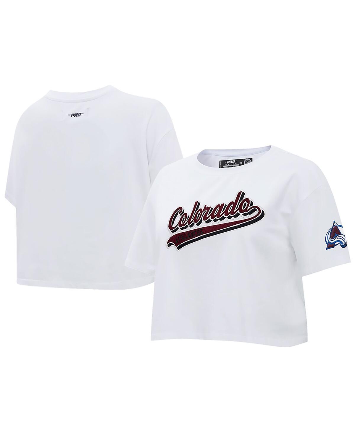 Womens Pro Standard White Colorado Avalanche Boxy Script Tail Cropped T-shirt Product Image