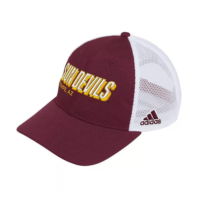 Mens adidas Maroon Arizona State Sun Devils Mascot Block Letter Slouch Trucker Adjustable Hat Product Image